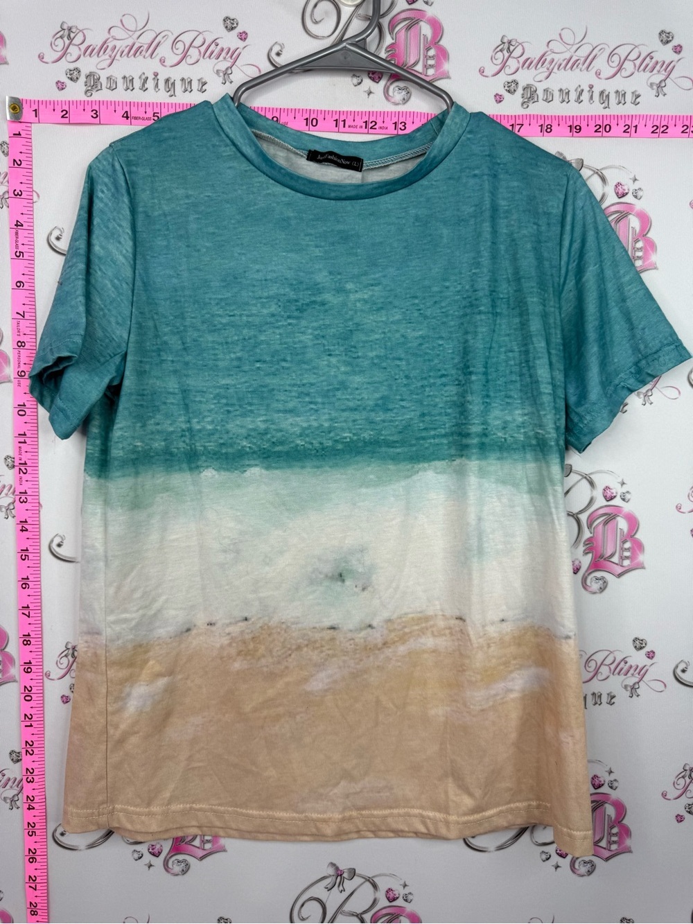 Ocean Ombre Short Sleeve Tee - Teal/White/Tan